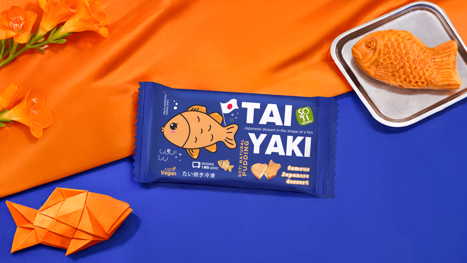 Projekt opakowania Taiyaki SOTI Natural — japoński deser rybkowy | packaging design FYNK Kraków